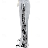 baratos Perna Reta-Homens Calças Esportivas Calça de moletom com pernas largas Calças Calças largas Com Cordão Cintura elástica Botão Lateral Bloco de cor Tecido Pavio Humido Respirável Comprimento total Esportes