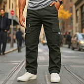Χαμηλού Κόστους Στρατιωτικά παντελόνια-Ανδρικά Παντελόνια με τσέπες Παντελόνι Cargo Παντελόνι εργασίας Ελαστική μέση Πολλαπλή τσέπη Ισιο πόδι Σκέτο Πλήρες μήκος Δουλειά Διακοπές Εθνοτικό στυλ Μαύρο Πράσινο Χακί Ανελαστικό