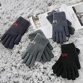 billige Skjerf og hansker til herrer-Herre 1 par Fingerspisser Vinterhansker Strikkede hansker Fingerløse hansker Mote Moderne Hansker Hold Varm Strikking Fleece عادي Høst Svart Navyblå Blå Grå