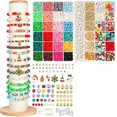 halpa helmien valmistussarja-jouluhelmet korujen tekoon riipukset savihelmet rannekoruihin kaulakorujen tekoon tee-se-itse-askartelut moniväriset polymeerikirjainhelmet välihelmet juhlakorut käsintehdyt asusteet