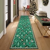 זול שטיחי אזור-Christmas Area Rug For Hallway Kitchen Bedroom Living Room Decoration Crystal Velvet Soft Non-Slip Washable Carpet Easy Clean Floor Mat Holiday Home Decor