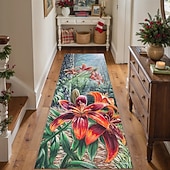 billiga Runner Mattor-Lilja Blomma Löpare Matta För Hall Kök Mjuk Halkfri Maskintvättbar Faux Kasmir Skog Natur Matta Röd Orange Blomdesign Entré Löpare Lily Delight av Dakota Daetwiler