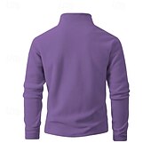 baratos Suéteres básicos-Homens Moletom Moletom de lã Moletom com zíper Preto Roxo Cáqui Café Verde Claro Meio Zíper Tecido Quarter Zip Desportos e Ar livre Diário Feriado Poliéster Roupa de rua Básico Casual Outono Inverno