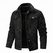 preiswerte Kunstlederjacke-Herren Kunstlederjacke Fleecejacke Bikerjacke Motorradjacke Urlaub Täglich Winddicht Warm Tasche Herbst Winter Einfach Mode Klassisch Revers Regulär Schwarz Khaki Kaffee Jacken