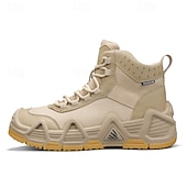 baratos Botas de caminhada-calçados esportivos masculinos bege de cano alto - botas táticas de caminhada duráveis para aventuras ao ar livre