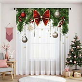 Недорогие Рождественская кухня-Рождественские прозрачные шторы серии 2025, 3D цифровая печать, оконные шторы для гостиной, спальни, праздничное украшение, декор для дома, элегантные праздничные шторные панели