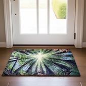 cheap Doormats-Forest Sunlight Doormat For Entryway Soft Non-Slip Machine Washable  Faux Cashmere Nature Tree Canopy Design Front Door Carpet Entryway Rug, Phoenix Redwoods by Dakota Daetwiler