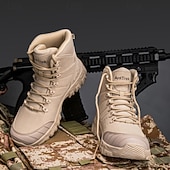 abordables Bottes de randonnée-Bottes de randonnée d&#039;extérieur beiges pour hommes avec semelle en caoutchouc antidérapante et construction respirante, bottes tactiques légères pour la randonnée, le camping et le port quotidien