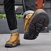 tanie Botki-brązowe, wsuwane buty męskie ze skóry ekologicznej – wygodne i wytrzymałe, z amortyzowaną wkładką, idealne do noszenia na co dzień, aktywności na świeżym powietrzu i codziennego użytku