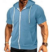 cheap Basic Hoodies-Men's Hoodie Full Zip Hoodie Black Pink Wine Purple Fuchsia Hooded Plain Drawstring Pocket Sports &amp; Outdoor Daily Holiday Polyester Streetwear Basic Casual Summer Spring Clothing Apparel Hoodies