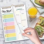 halpa Kodin tarvikkeet-ateriasuunnitteluvihko 8,5x5,8 tuumaa, 52 arkkia magneettinen, kaksoiskierteinen ateria &amp;ruokalista, seinälle kiinnitettävä ruokalistasuunnittelija päivittäiseen käyttöön &amp;viikkosuunnitelma