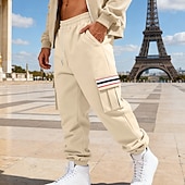 economico Carico-Per uomo Pantaloni da tuta Pantaloni in Pile Joggers Pantaloni Pantaloni invernali Coulisse Tasca Elastico in vita Patchwork Comodità Caldo Sport all'Aperto Quotidiano Moda Casual Nero Bianco