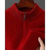 preiswerte Wollpullover für Herren-Hochwertiger Herrenpullover aus reiner Wolle und Kaschmir mit Viertelreißverschluss, klassischer Strickpullover, weich, warm und atmungsaktiv.