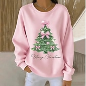 economico Felpa di Natale-Per donna Felpa Pullover Grafico Babbo Natale Natale Casual Manica Lunga Girocollo Top Regolari Casuale Streetwear Abbigliamento Quotidiano Nero Bianco Rosa Rosa scuro Rosso Autunno Inverno