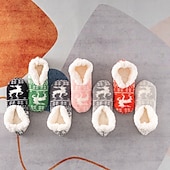 tanie Domowe kapcie-Damskie skarpetki podłogowe z wzorem gwiazdek, grube bawełniane pluszowe kapcie na zimę do domu lub do spania, ciepłe, wygodne, antypoślizgowe skarpetki do noszenia w domu