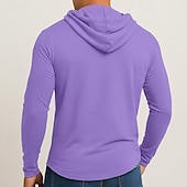 economico magliette di base-Per uomo Maglietta Manica Lunga Con Cappuccio Primavera Autunno Tutte le stagioni Tinta unica Tradizionale / Vintage Felpe Con cappuccio Puro Casuale All'aperto Abbigliamento sportivo Blu chiaro