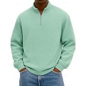 baratos Suéteres básicos-Homens Moletom Moletom com zíper Azul Preto Branco Verde Tropa Azul Marinha Meio Zíper Tecido Imprimir Diário Feriado Para Noite Poliéster Roupa de rua Casual Outono Inverno Roupa Moletons Moletons
