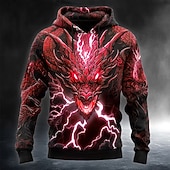 abordables Imprimé animalier-Homme Dragon Impression 3D Sweat à capuche Sweatshirt 3D Fantaisie manche longue Col ras du cou Cadeau Club Vêtements de rue Jaune Rouge Bleu Vert Cordon de serrage Automne Hiver Designer S M L XL
