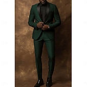 economico Abiti casual-Uomo Abiti da lavoro Casuale Feste Nero Borgogna Primavera, Autunno, Inverno, Estate Tuta Bavero sciallato Formale Tinta unita Vestibilità standard 2 pezzi Monopetto a un bottone