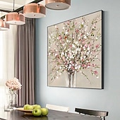 levne Květinové či botanické obrazy-Ručně vyráběné olejomalby z lahví s květinami na plátně, nástěnná dekorace, moderní abstraktní obraz pro domácí dekoraci, rolovaný bezrámový, nenatažený obraz