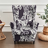 abordables Funda para silla con respaldo-floral, rayado &amp;Fundas para sillones orejeros con estampado geométrico, fundas elásticas de poliéster para sillones, protectores decorativos para muebles