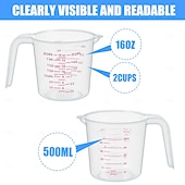ieftine Pahare-Set de 3 căni de măsurat, include căni de măsurat lichide din plastic de 250 ml (1 cană), 500 ml (2 căni) și 1000 ml (4 căni) - pentru copt, gătit, amestecat &amp;căni de măsurat ustensile esențiale de