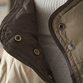 billiga Quiltade pufferjackor-Dam Dun Pufferjacka Quiltad jacka Håller värmen Bekväm Ficka Knappar Mode Ledigt Slät Gata Ledigt Dagliga kläder Utekväll Enkelknäppt Lång Hög krage Normal Långärmad Ytterkläder Svart Vit Rubinrött