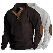 economico Felpe di base-Per uomo Maglia Velluto a coste Felpa con cappuccio Maglione Felpa con cappuccio abbottonata Vino+Nero bianco+vino rosso Bianco+verde militare Albicocca+Caffè Blu denim + nero Colletto Mao Semplice