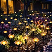 abordables Éclairage au sol-Lot de 10 ou 20 lampes solaires LED en forme de tournesol pour cour, rue, paysage, ambiance, éclairage de chemin, pelouse, enterrées, 1 pièce