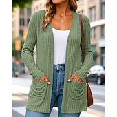 economico Giacche da corsa-Per donna Tinta unita Cardigan lavorato a maglia Autunno Manica Lunga Athleisure Scollo a V All'aperto Viaggio Sportivo Blu Rosa scuro Nero abbigliamento sportivo Abbigliamento sportivo
