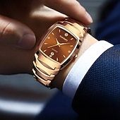 رخيصةأون ساعات كوارتز-ساعة جديدة للرجال مع حزام من الفولاذ المقاوم للصدأ عرض ليلة مع كريستالات مقاومة للخدش وقرص مقاوم للتآكل مفضلة لهدايا العيد وعيد الميلاد