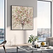 levne Květinové či botanické obrazy-Ručně vyráběné olejomalby z lahví s květinami na plátně, nástěnná dekorace, moderní abstraktní obraz pro domácí dekoraci, rolovaný bezrámový, nenatažený obraz