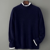 preiswerte Wollpullover für Herren-Hochwertiger Herrenpullover aus reiner Wolle und Kaschmir mit Rundhalsausschnitt, klassischer Strickpullover, weich, warm und atmungsaktiv.