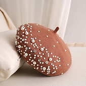 baratos Chapéus de Festa-Chapéus Lã Chapéu de Boina Casamento Feriado Festa de Chá Corrida de cavalos coquetel Elegante Vintage Com Pérolas Capacete Chapéu