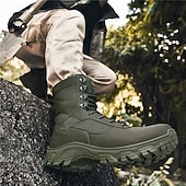 economico Scarponi da trekking-stivali da combattimento impermeabili marroni da uomo con suola ammortizzante e supporto rinforzato alla caviglia, calzature tattiche resistenti per lavoro, escursionismo e campeggio