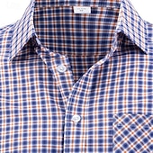 cheap Men's Dress Shirts-Men's Shirt Dress Shirt Button Up Shirt Plaid Wedding Daily Blue Sky Blue Dark Blue Long Sleeve Turndown Spring Fall Clothing Apparel Front Pocket