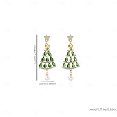 abordables Accessoires de Noël-Boucles d&#039;oreilles sapin de Noël – Boucles d&#039;oreilles de Noël en cristal vert scintillant avec détails étoile et perle pour femmes