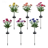 abordables Éclairage au sol-Lampes solaires de jardin, lampe solaire décorative extérieure étanche en forme de fleur, pour jardin, cour, patio, pelouse, décoration extérieure de Noël ou d'Halloween, cadeaux idéaux pour la fête