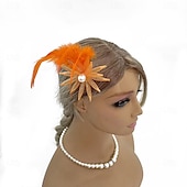 abordables Fascinateurs-Fascinators Perle Tissu Chapeau Fedora Formel Mariage Noël Fête du thé Course de Chevaux Élégant ancien Avec Plume Casque Couvre-chef