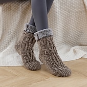 halpa Kotitossut-Pörröiset tohvelisukat naisille ja miehille, paksut fleecevuoratut liukumattomat lattiasukat kahvoilla, mukavat ja lämpimät talvisukat kotiin