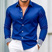 economico Camicie in raso da uomo-Per uomo Camicia Camicia in raso Camicia elegante Camicia casual Camicia con Bottoni Camicia da Ballo Semplice Formale Matrimonio Nero Vino Blu marino Blu reale Manica Lunga Bavero Tutte le stagioni