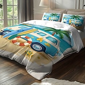 お買い得  羽毛布団カバーセット-ビーチブラウンの桐の木のバス3ピースダウン羽毛布団カバーセット、大きなベッド用、柔らかいショートフリース掛け布団カバーと枕カバー2枚付き - ホテルの寝室の寝具、居心地の良い &amp; 快適