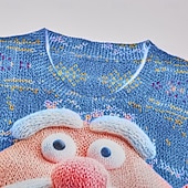 cheap Ugly Sweaters-Ugly Christmas Sweater Men's Cartoon Santa Claus Print Pullover Sweater Jumper Knitwear Crewneck Casual Vacation Daily Knitting Keep Warm Long Sleeve Spring Fall Winter Lake blue Red Blue