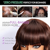 halpa Synteettiset trendikkäät peruukit-Polkkatukkainen peruukki naisille, laineikkaat, punertavan karamellinruskeat, lyhyet kiharat hiukset, peruukki otsatukalla, olkapäille ulottuva, synteettinen, realistinen, lämmönkestävä peruukki