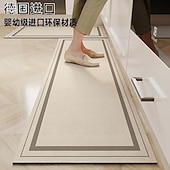 olcso Futó szőnyegek-Futó szőnyeg konyhához folyosóhoz puha csúszásmentes gépben mosható nedvességet felszívó diatomiszisz iszapszőnyeg Wabi Sabi stílusú olajálló gyorsan száradó tartós otthoni dekoráció lábpad