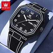 abordables Montres à quartz-Montre homme Olevs 5661, montre à quartz carrée originale, étanche, lumineuse, semaine, date, montres de sport