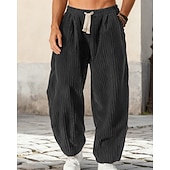 cheap Straight Leg-Men's Baggy Sweatpants Sweatpants Trousers Corduroy Pants Drawstring Pocket Elastic Waist Plain Comfort Sports Outdoor Daily Fashion Casual Black Blue Micro-elastic