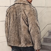 abordables Manteaux &amp; vestes-Homme Veste d'hiver Manteau en Fausse Fourrure Vacances Quotidien Chaleur Thermique Toison Automne Hiver Uni Mode Streetwear Revers Régulier Fausse fourrure Blanche Marron Gris Veste