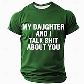 T-shirt grafica divertente da uomo "Mia figlia e io parliamo male di te" sarcastica famiglia maniche corte