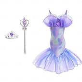 baratos Fantasia de Menina-Semana do Livro 2026 A Pequena Sereia Cauda de Sereia Vestido de Princesa Aqua Vestido de Halloween Fantasia de Cosplay Fantasia para Festa Temática Cosplay Filme Cosplay para Meninas Fantasia Infantil Carnaval Baile de Máscaras